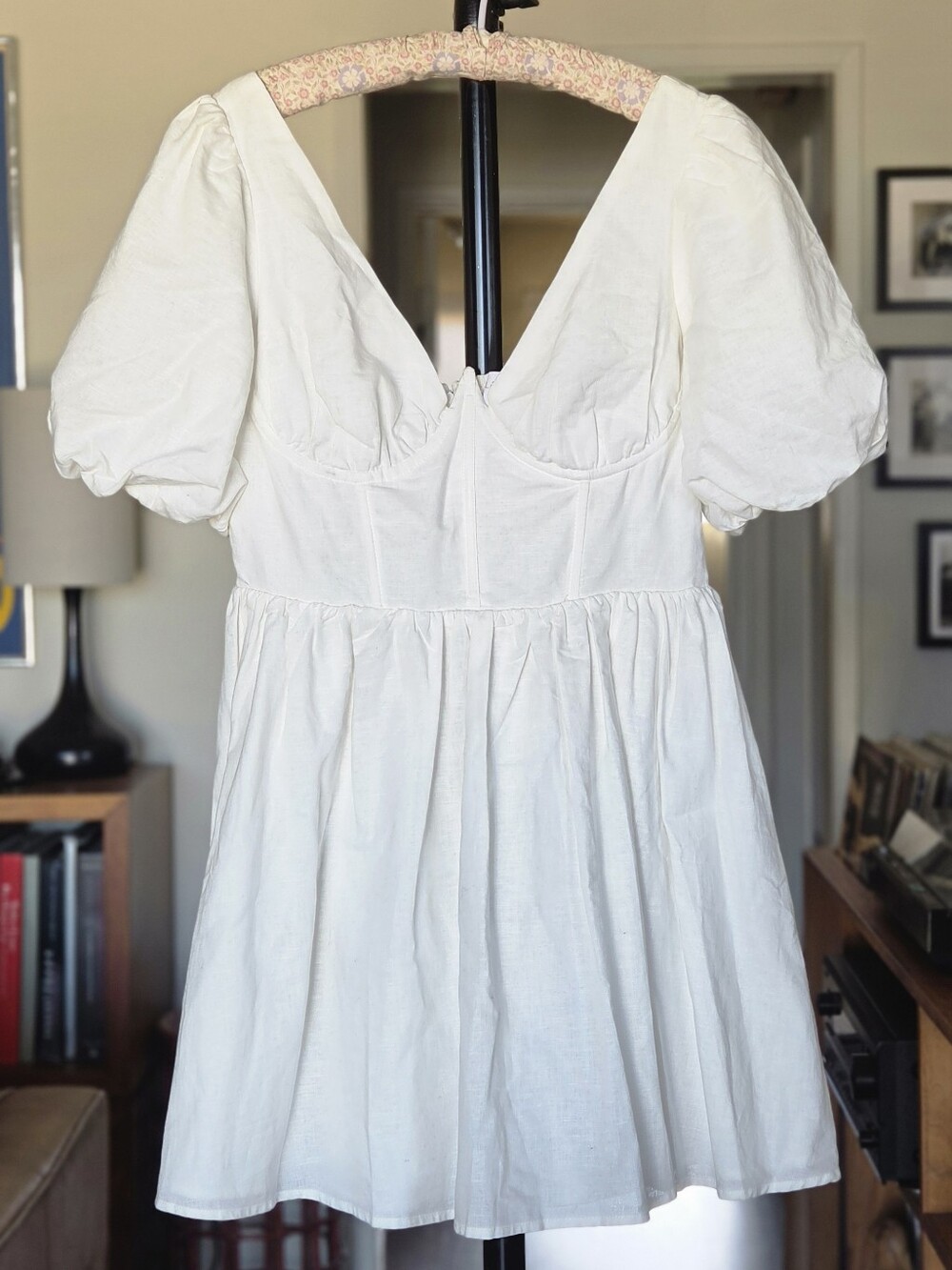 Alamour The Label Cream Puff Sleeve Mini Dress